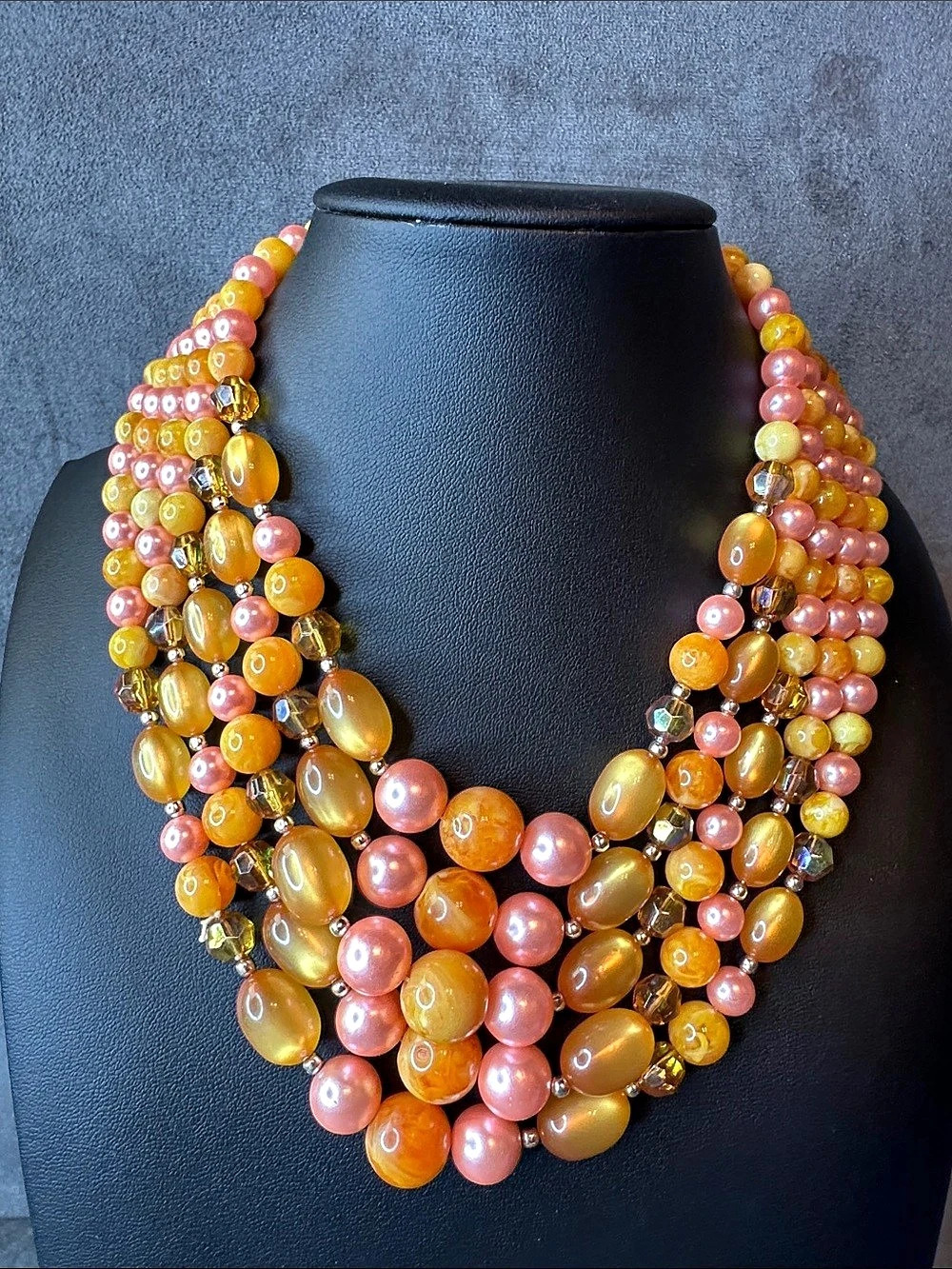Japan Multicolor Beaded Statement Necklace Like New
